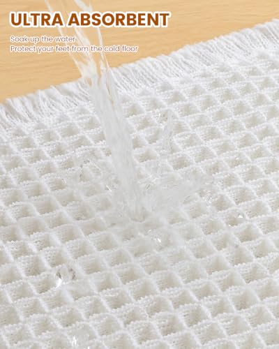 Image of Smiry Waffle Bath Mat 30x20, Extra Soft Absorbent Bathroom Rugs, Non Slip Machine Washable Quick Dry Bath Rugs for Bathroom Floor, Tub, Shower, Home Decor Accessories, White