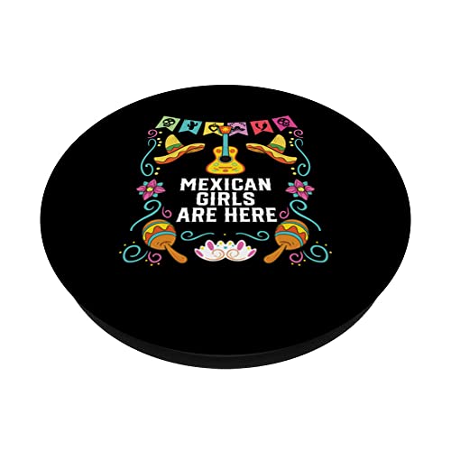 Mexican Girls Are Here Mexico Pride Country PopSockets Swappable PopGrip, Black - Image 2