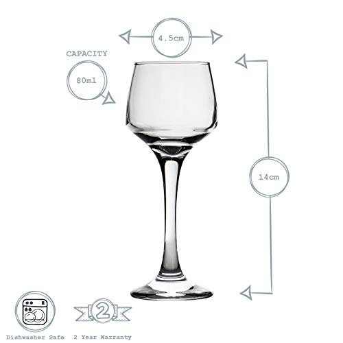 Argon Tableware 6X 80Ml (2.8Oz) Sherry/Liqueur Glasses - Home Restaurant Shot Spirit Glass - Dishwasher Safe #TOP2