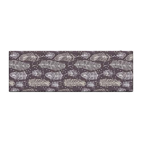 Ambesonne Bohemian Bench Pad, Feathers With Heart And Dots Repetition, Standard Size Hr Foam Cushion With Decorative Fabric Cover, 45" X 15" X 2", White #TOP1