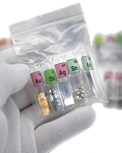 Elements Periodic Table Real, 99.99% Purity, Sealed in Glass Tube, for Gift, Teaching, Display, Collection, 37pcs