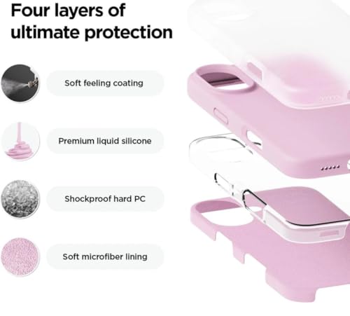 Image of Premium Liquid Silicone Case for iPhone 16 Plus - Slim Full Body Protective Back Cover with Soft Microfiber Lining, Anti-Slip Grip Scratch Resistant Phone Case (Pink)