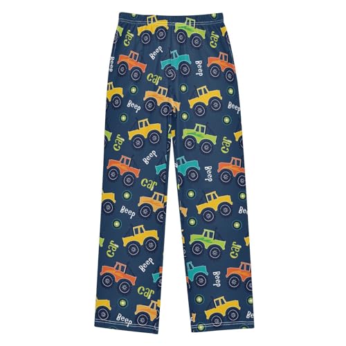 ZZXXB Car Print Boys Long Pants Soft Trousers Elastic Waist Kids Lounge Bottoms with Pockets S-XL