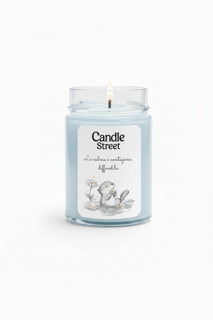 Candle Street | La Calma - entspannende Noten | handgemachte Duftkerze | Duft aus Baumwolle, Frangipani und weißem Moschus | 500 g | Lange Brenndauer 100 h | Vegan, hergestellt in Italien, Relax und
