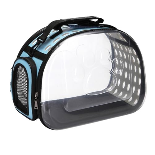 猫用キャリー ソフトタイプ 脱走防止 機内持ち込み対応 車載用 新幹線/病院通い用 省スペース 軽量設計 折りたたみ可能 通気性 (Blue,Large)