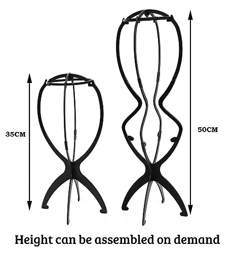 Foto von PIESOYRI 50 CM Hohe Perückenständer für Langes Haar, Tragbare Perückenständer zum Ausstellen/Lagern, Zusammenklappbar (2er-Pack)