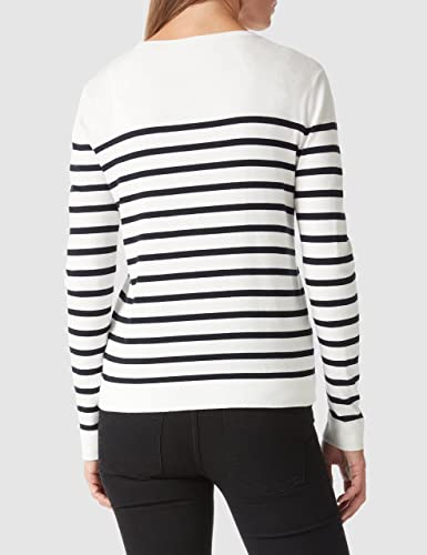 Lavidence Women’s Spring Lightweight Casual Pullover Long Sleeve Crewneck Striped Knitted Sweater (White,Xl) #TOP4