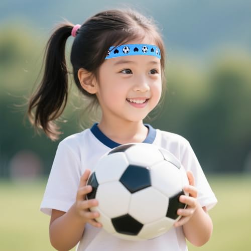 SCORYULE 6PCS Soccer Headbands with Stroage Bag for Girls, Adjustable, Non Slip, Thin Athletic Stretch Elastic Headband Set4