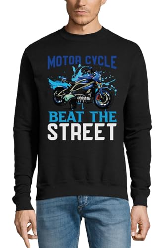 Pull en coton noir imprimé graphisme moto street wear