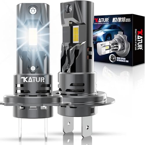KATUR Bombilla H7 LED 30000LM, Canbus 6000K Blanca Xenon Bombillas LED H7 de Faros Plug & Play Sin Polaridad 1:1 Tamaño, Paquete de 2