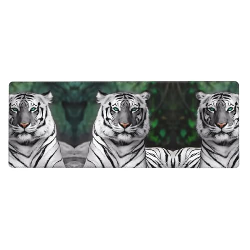 Grand tapis de souris imprimé léopard mignon 30 x 80 cm – Tapis de bureau de jeu, protection étendue pour bureau à domicile, ordinateur