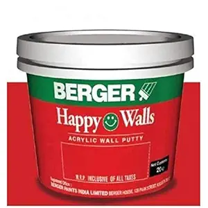 Berger Happy Wall Acrylic Wall Putty (Pack of 3,White, 1 Kg Each)
