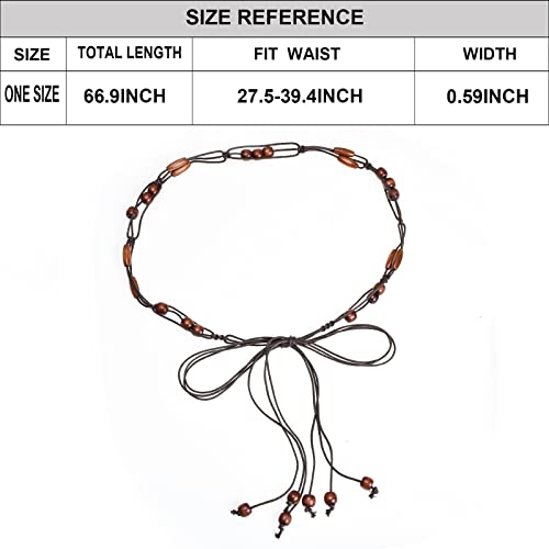 Iluvatar Women's Tassel Knotted Belt Thin Belt Women's Bohemian Style Cross Knotted Hand Woven Belt Wooden Beads Knotted Waist Rope #TOP1