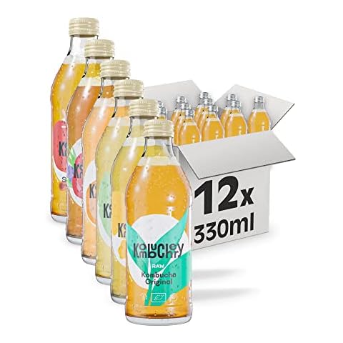 KOMBUCHERY® Bio-Kombucha Mixpaket mit 5 Sorten - 12 x 330ml Flaschen-Set Premium Roh-Kombucha Tee-Getränk - Vegan, Kalorienarm, Wenig Zucker, Fermentiert, Unpasteurisiert, Probiotisch & Nachhaltig Cover