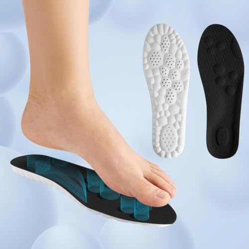 Image of 2 Pair 4D Cloud Steppers Insoles for Men and Women - Shock Absorption Inserts, Soft Anti-Fatigue, Relieve Foot Pain, Memory Foam Insoles for Shoes, Boots & Sneakers(Black & Green)
