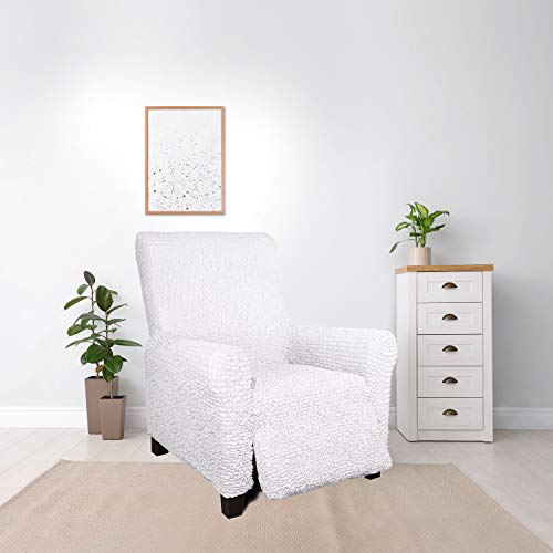 Recliner Slipcover - Recliner Chair Cover - Soft Polyester Fabric Slipcover - 1-Piece Form Fit Stretch Furniture Protector - Microfibra Collection - White (Recliner)