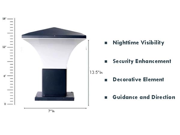 Image of SINOMAN Modern Gate Light Outdoor Waterproof Post Lamp with Wide Glow Design Decorative Fence and Entrance Lighting for Home, Villa, or Garden (Plastic) (Without Bulb)