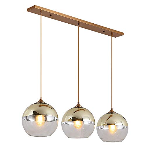 3-Light IslPendant Light Glass Metal galvanizado Downlight Nordic Modern E27 Chandelier Lámpara...
