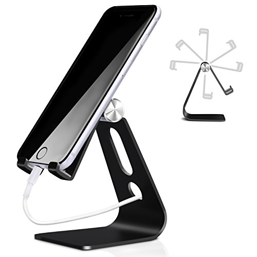COOLOO Soporte Móvil, Multiángulo Soporte Teléfono Soporte Dock Base para Smartphones Compatible iPhone X 8 7 6s 6 Plus 5s 5, Nintendo Switch(Negro)