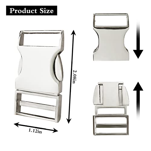 4Pack Of 1-Inch Heavy Duty Metal Side Release Buckles,Double Side Quick Release Buckles For Belt,Nylon Strap,Backpacks Webbing Belt,Paracord Bracelet,Pet Collar,Diy Projects (Silver) #TOP1