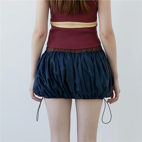 Women Y2K Bubble Mini Skirt High Waist Ruffle Balloon Short Skirt Cute A-Line Pleated Gingham Skirt Streetwear4