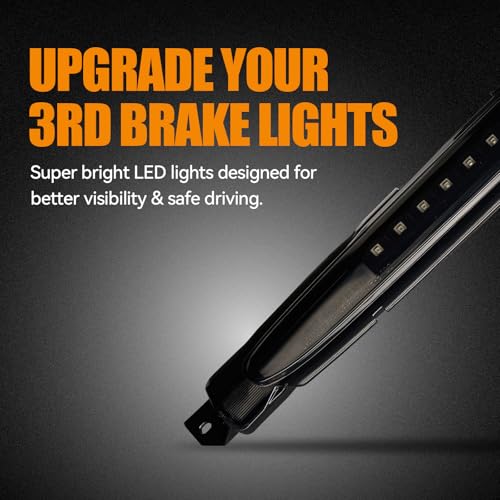 Image of Third 3rd Brake Light LED for 2002-2009 Chevy Trailblazer GMC Envoy, High Mount Rear Brake Lights Assembly for 04-07 Buick Rainier, Waterproof Center Cab Lamp Stop Light (Black)