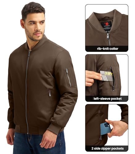 Rdruko Men's Bomber Jackets Onion Quilted Winter Padded Windbreaker Zip up 4 Pockets Waterproof Satin Flight Varsity Coats4