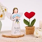 Gifts for Mom from Daughter, for Mom Angel Figurine with Handmade Crochet Heart Plant Decor Birthday Sentimental Gifts for Mother - Image 2
