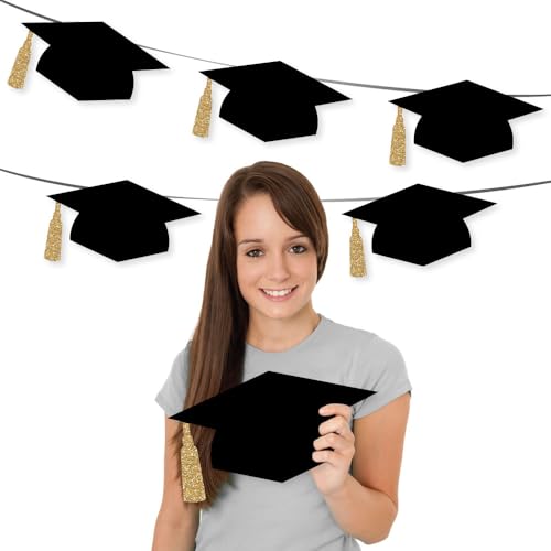Big Dot of Happiness Gold Graduation Decorations - Cap Essentials, Elegant Golden Accents, Double-Sided Cutouts, DIY Large Party Essentials - 20 Ct