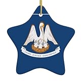 Christmas ceramic star pendant Louisiana State Flag Prints Christmas tree decoration for shopping malls doors and windows