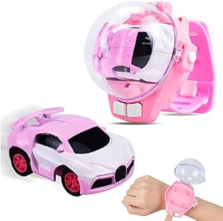 number balloon 2022 New Mini Remote Control Car Watch toys, 2.4 GHz Cute Wrist Racing Car Watch, USB Charging Cartoon RC Small Car, Interactive Game Toys Gift for Boys Girls(Bugatti - Pink)