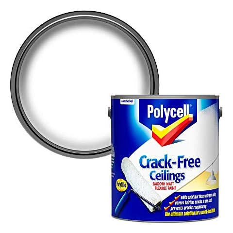Polycell PLCCFCSM25L Crack-Free Ceilings Smooth Matt - 2.5 L , White Cover