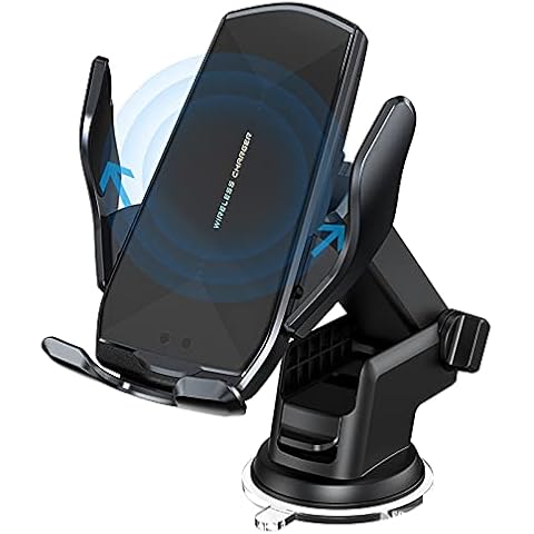 Wireless Car Charger Mount,15W Qi Fast Charging Auto-Clamping Car Phone Holder, Air Vent Windshield Dashboard Car Phone Mount for iPhone 13/12/11 Pro Max,Samsung S20/S10/Note10 Cover