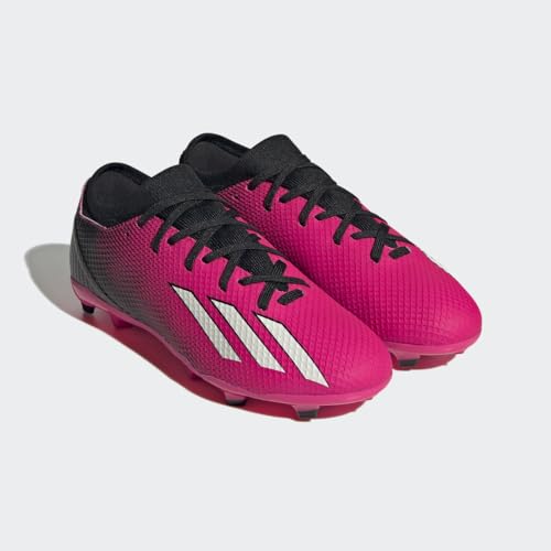 adidas Tênis de futebol unissex infantil X Speedportal.3 Firm Ground, Team Shock Rosa/Zero Metallic/