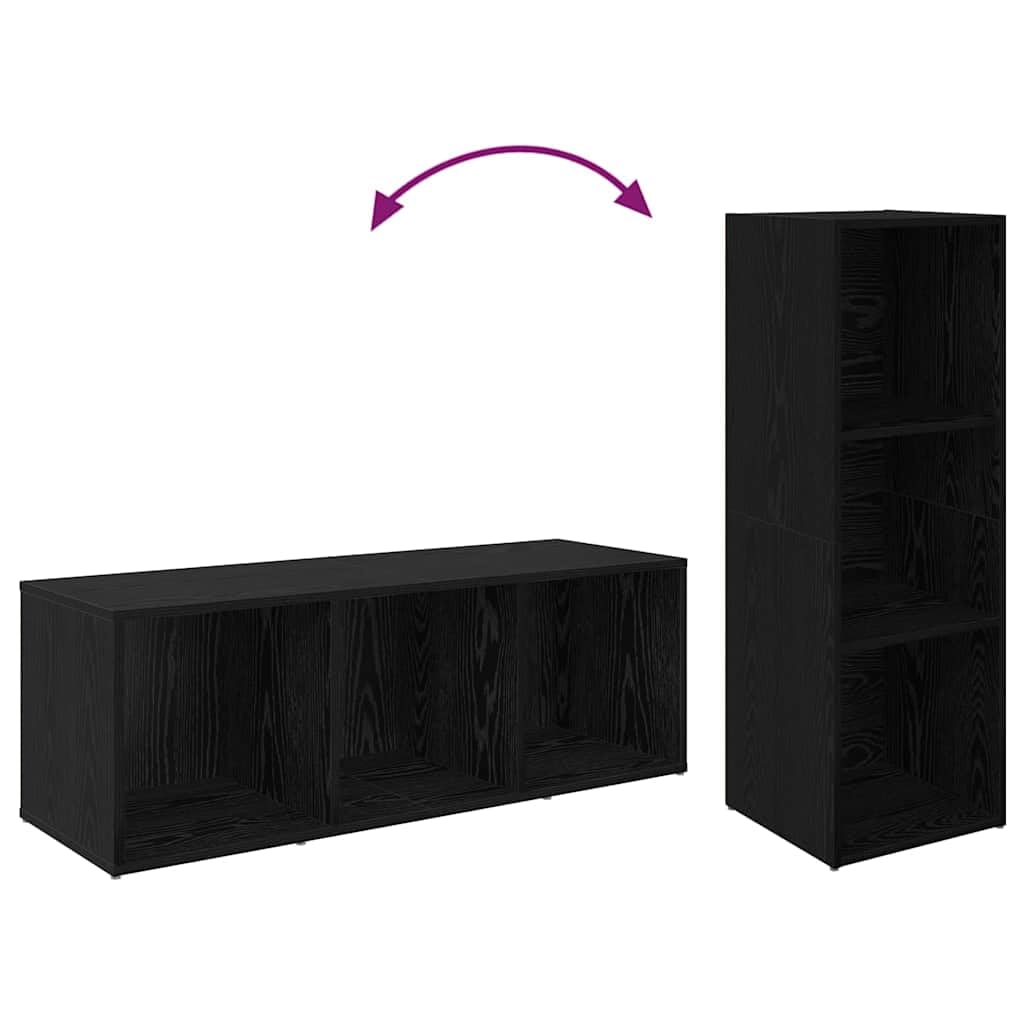 TV-Schrank-Set Schwarz Eichen-Optik, Holzwerkstoff, Modernes Media-Center für Wohnzimmer, Schlafzimmer, Stauraum, 2er-Set