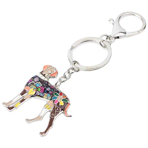 WEVENI Enamel Alloy Great Dane Dog Key Chain Ring Handbag Bag Charm Keychain Fashion Jewelry For Women Girls Gifts2