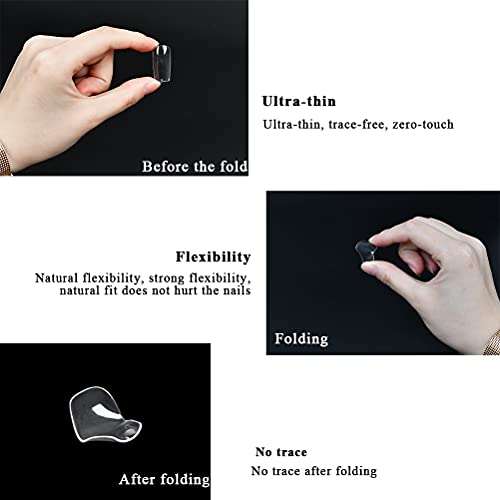 500 Stück transparent + natürliche Farbe Falsche Nagel Fake Nägel Tipps Natrliche Acryl Knstliche Nagelspitzen mit Box… – Bild 3