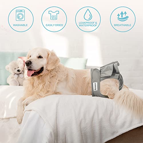 Avont 3 Stück Wiederverwendbare Hundewindeln, Hochsaugfähige, waschbare und umweltfreundliche Damenbinden Höschen für weibliche Haustiere - XS - Schwarz/Braun/Grau