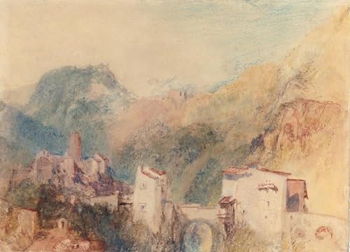 Peinture moderne un château dans le Val d'Aoste Turner affiche sur toile haut de gamme 60x90