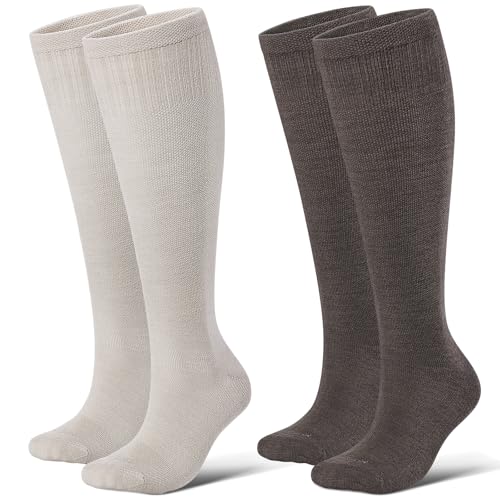 LEVSOX Wool Compression Socks for Women and Men 20-30mmHg Knee High Support Socks for Flying Nurses Pregnancy