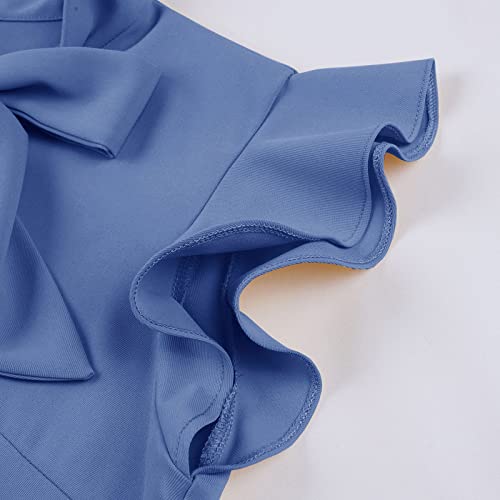 Image of 1950s Dresses for Women Vintage Rockabilly Retro Short Sleeve Tie Midi Dress Cocktail Party Evening Prom Gown
