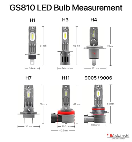 Image of Nakamichi GS810 Series 9005 9006 LED Headlight Foglight Light Bulbs for Replacement, 12,000 Lumens 44W Per Set, Cool White, Plug and Play, 1:1 Beam, Pack of 2, 4300K, 9005 9006 (HB3 HB4)