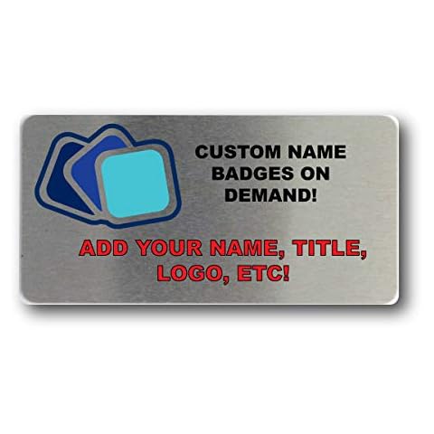 StockPins 3" x 1.5" Personalized Metal Name Badge – Available in Silver, Gold, or White – Durable Custom Badge with Magnet Backing – Made in USA Cover