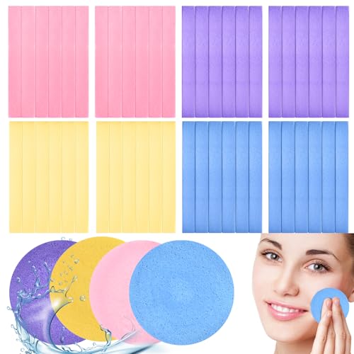 Elesunory 480 Pcs Compressed Facial Sponges, Soft Makeup Removal Round Face Wash Sponge, PVA Facial Sponges for Women Estheticians
