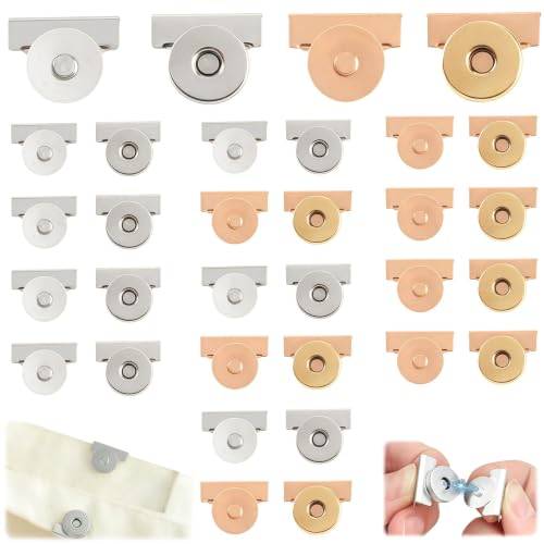 Magnetic Snaps for Purses: 16 Pcs Gold/Silver Snap Buttons No-Sew Clasps