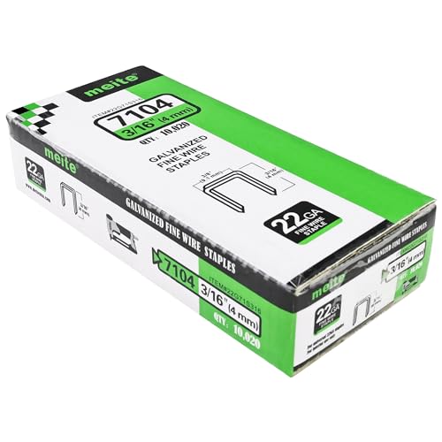meite 22G71S316 22 Gauge 71 Series 3/8-Inch Crown 3/16-Inch Leg Length Galvanized Upholstery Staples for Fine Wire Staplers 10,020 pcs/Box (1 Box)