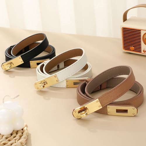 IAKING Women Skinny Leather Belt with Turn-lock Belt Adjustable Belt for Women Thin Belts for Jeans Pants Dresses4