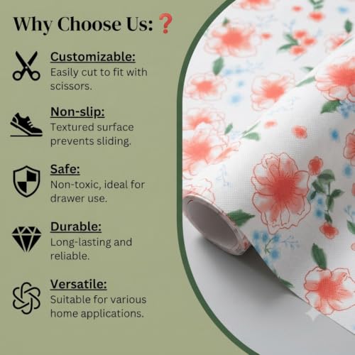 Image of Dribble (45cm X 500cm) Eva Shelf Liner Mat Roll, Non Slip Drawer & Cabinet Liner for Kitchen, Waterproof Oilproof Washable Fridge Mat, Anti Skid Multipurpose Mat (Spring Lavender Red)