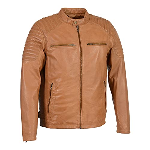 Milwaukee Leather SFM1840 Men's 'Quilted' Saddle Leather Fashion Jacket with Snap Button Collar - 5X-Large