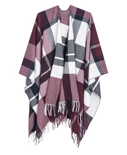MissShorthair Women's Printed Shawl Wrap Fashionable Open Front Poncho Cape, Gift for Women